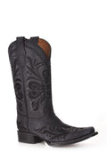 LD BLACK  EMBROIDERY SQ. TOE L5464