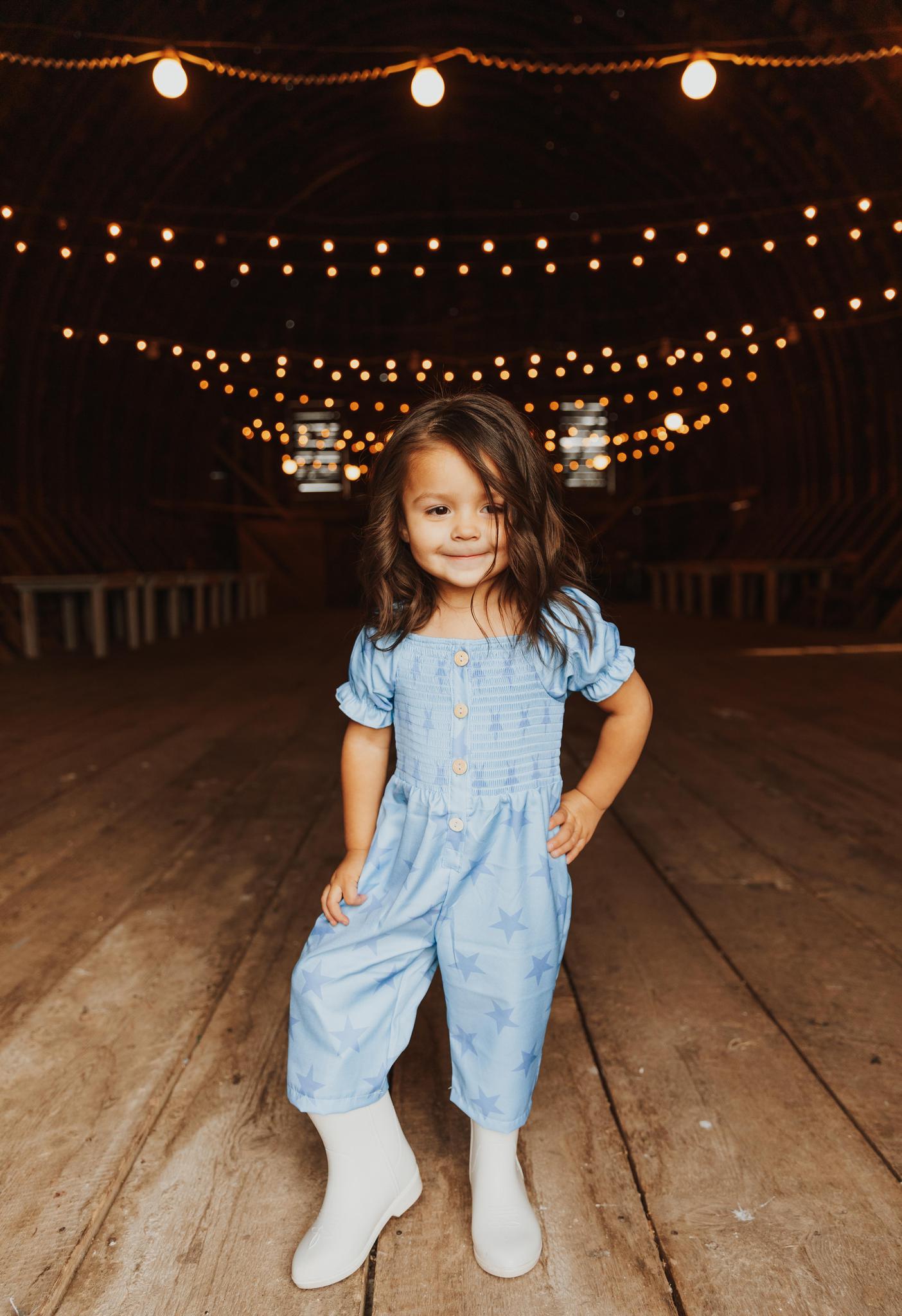 BLUE STAR SMOCKED GIRL JUMPSUIT
