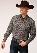 MENS L/S SHIRT AMARILLO SNAP ALLOVER PRINT 1218 PINE PAISLEY