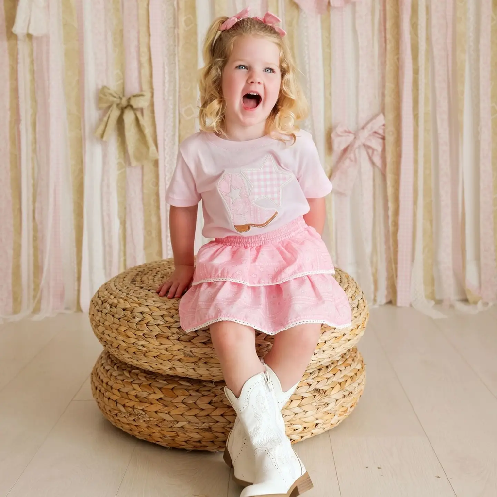 Pink Bandana Western Bow Clip Set - Hair Bows - Fall - Kids