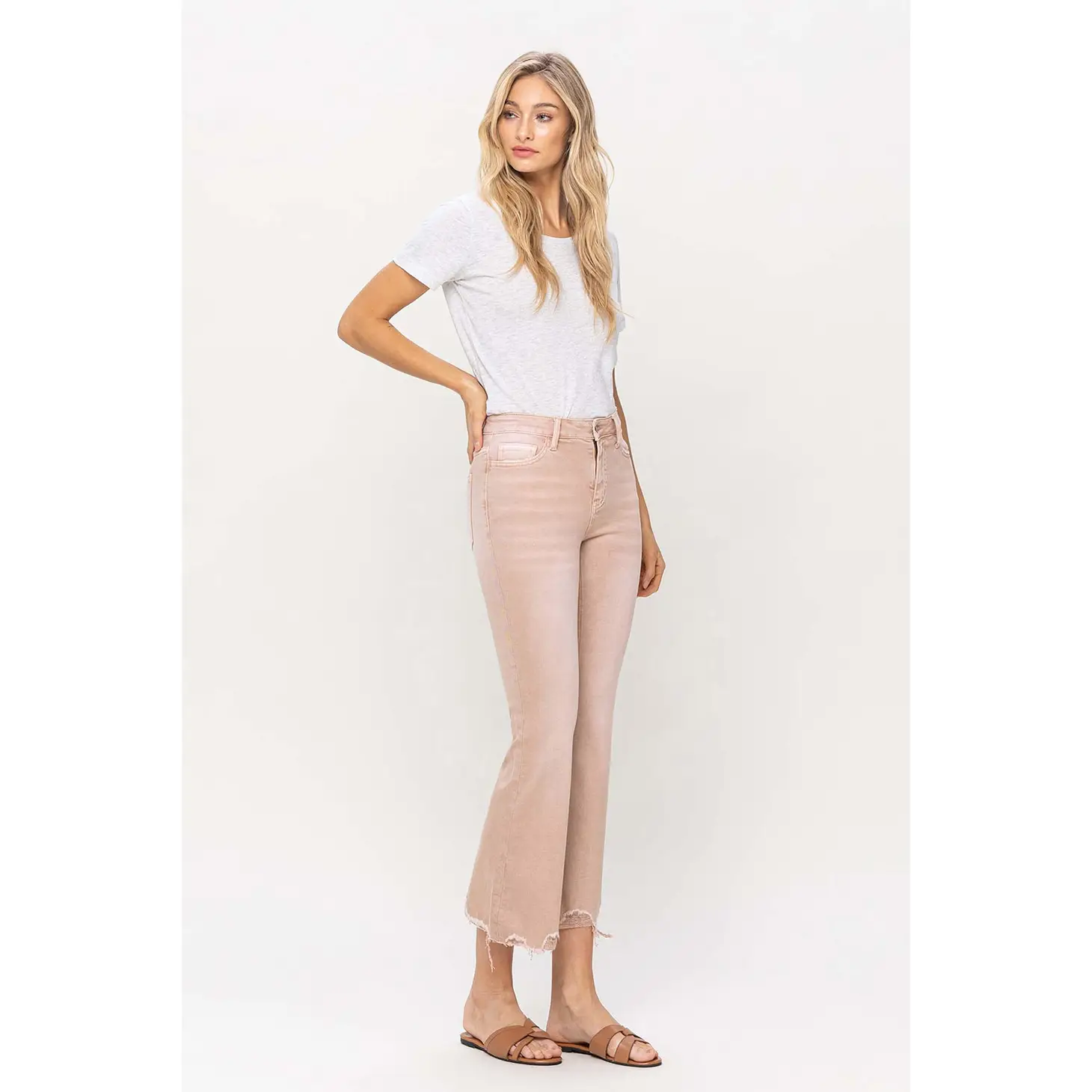 VINTAGE HIGH RISE CROP FLARE - CORAL