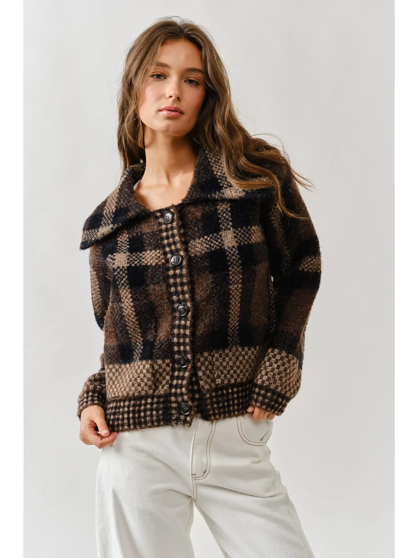 Plaid Button Down Cardigan